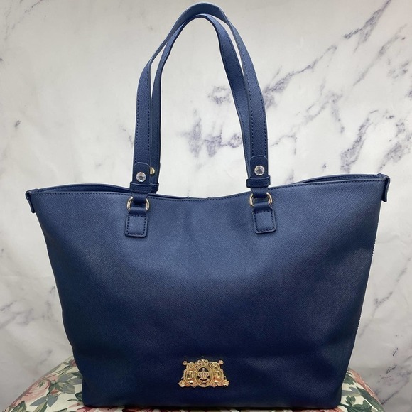Juicy Couture | Sophia Saffiano Leather Navy Blue Tote - Picture 1 of 10